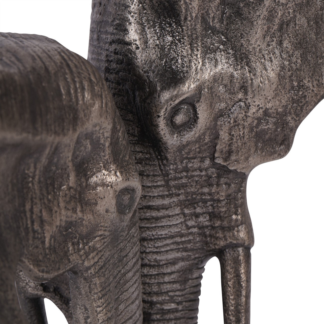 Kariba Antique Nickel Cast Aluminium Nuzzling Elephants Sculpture